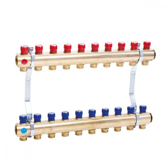 KÉZI SZELEPPEL SZERELT OSZTÓ-GYÜJTŐ 11 KÖRÖS 1"