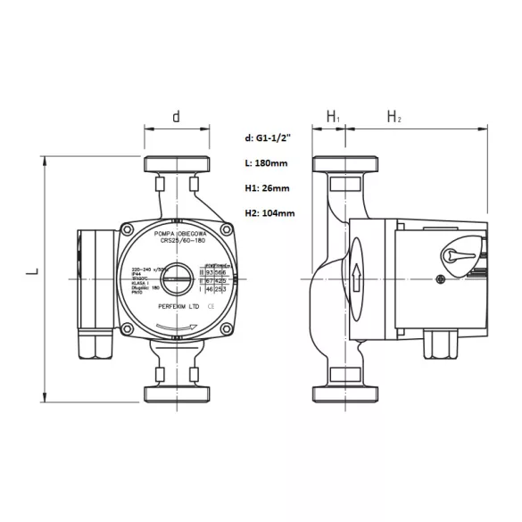 PERFEXIM HMV szivattyú 25/60-180 (1/8)