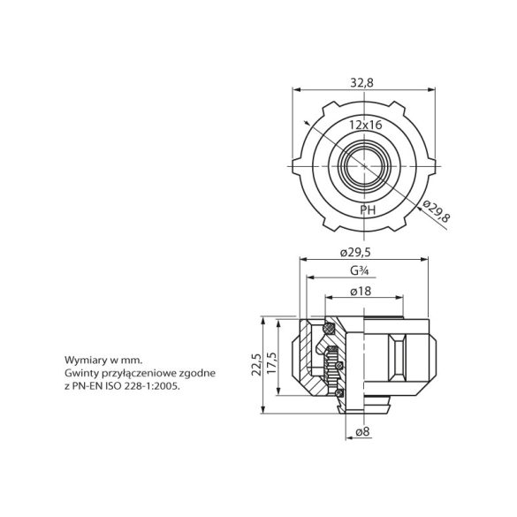 EUROKÓNUSZOS CSATLAKOZÓ OXICSŐHÖZ 17MMX3/4"