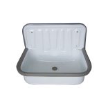 Falikút FEHÉR ZOMÁNCOZOTT, leeresztő szeleppel túlfolyó nélkül