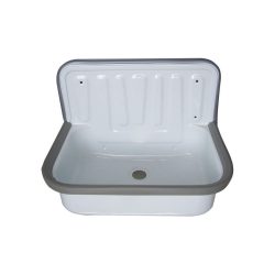   Falikút FEHÉR ZOMÁNCOZOTT, leeresztő szeleppel túlfolyó nélkül