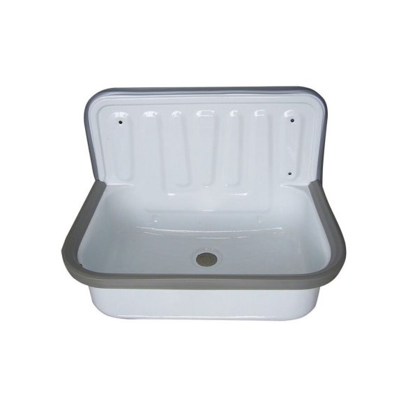 Falikút FEHÉR ZOMÁNCOZOTT, leeresztő szeleppel túlfolyó nélkül