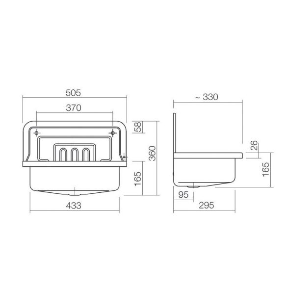 Falikút FEHÉR ZOMÁNCOZOTT, leeresztő szeleppel túlfolyó nélkül