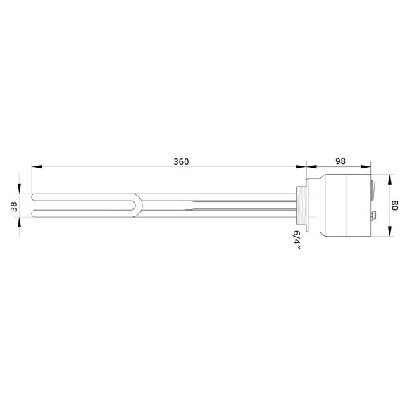 Elektromos bojler fűtőbetét 6/4"-3KW
