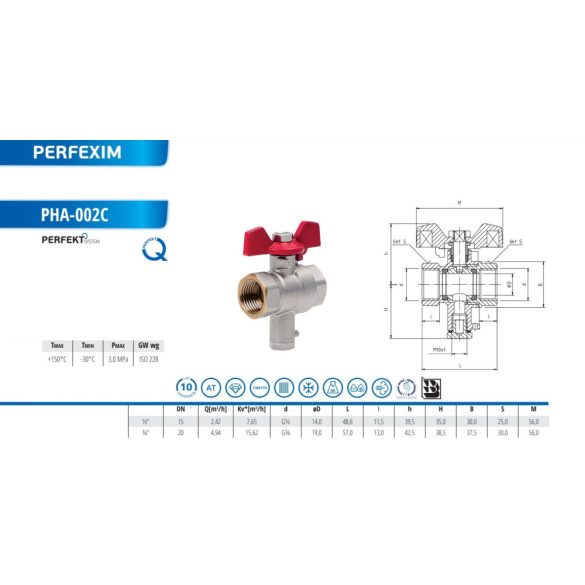 PREMIUM GOLYÓSCSAP 1/2"BB M10X1 MÉRŐCSOKKAL, 30BAR, PILLANGÓKAR
