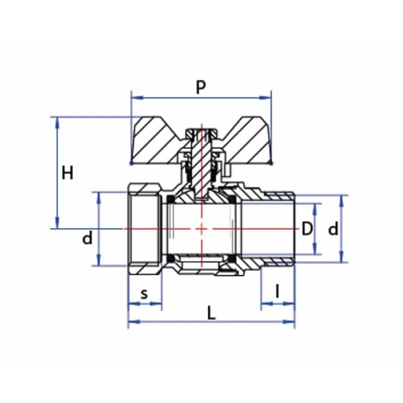 PREMIUM GRAND GOLYÓSCSAP 30BAR PILLANGÓKARRAL 3/4", KB FIX (1/10/100)