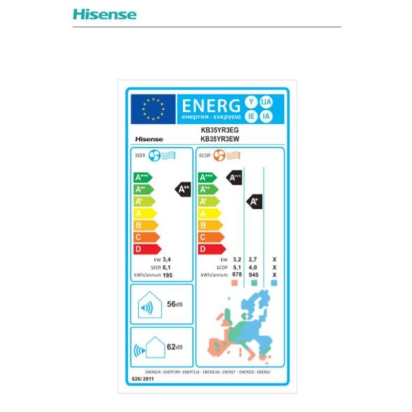 HISENSE ECO COMFORT 3,4 KW SPLIT OLDALFALI KLÍMA SZETT (KE35YR3EG+KE35YR3EW)