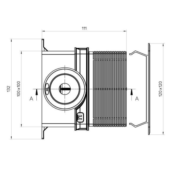 HL-138N klímaszifon falba süllyeszthető, bűzzárral DN32 100x100mm