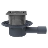 HL 510PRBLUE padlólefolyó DN40/50 vízszintes kimenettel, szigetelő karimával, "Primus blue" bűzzárral,115x115mm INOX rács