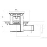 HL 510PRBLUE padlólefolyó DN40/50 vízszintes kimenettel, szigetelő karimával, "Primus blue" bűzzárral,115x115mm INOX rács