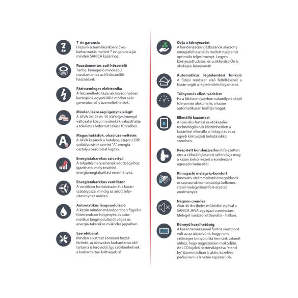 Sanica JAVA 28KW kondenzációs kombi gázkazán