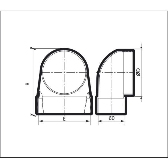 90° függőleges átmeneti idom 204/60 - 100mm (1/24)
