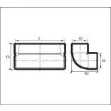 90° függőleges könyök - PVC lapos légcsatornához 120/60 (1/24)