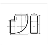 90° vízszintes könyök - PVC lapos légcsatornához 120/60 (1/24)