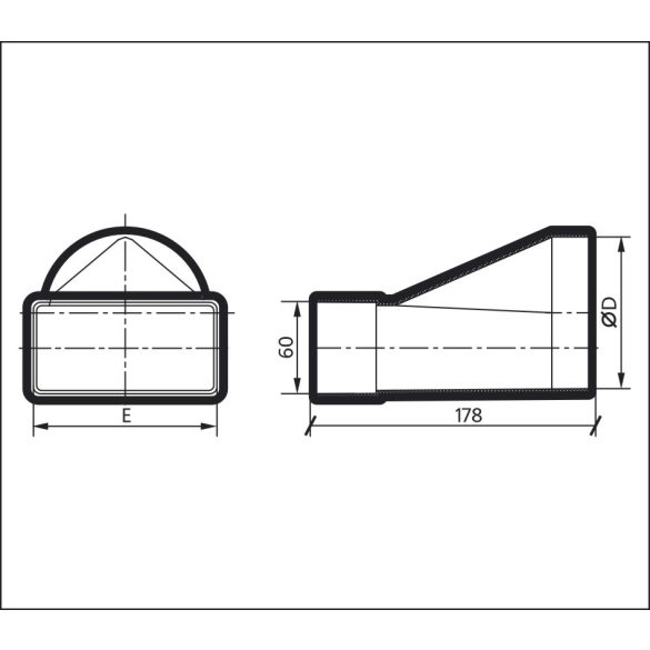Egyenes átalakító idom 204/60 - 150mm (1/14)