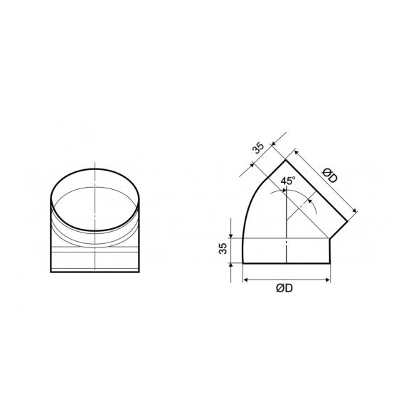 45° könyök - PVC légcsatornához ?125 (1/24)
