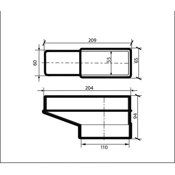 Egyenes átalakító idom 204/60 - 110/55mm (1/12)