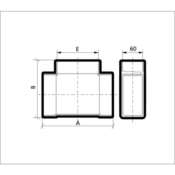 T elágazó - PVC lapos légcsatornához 204/60 (1/14)