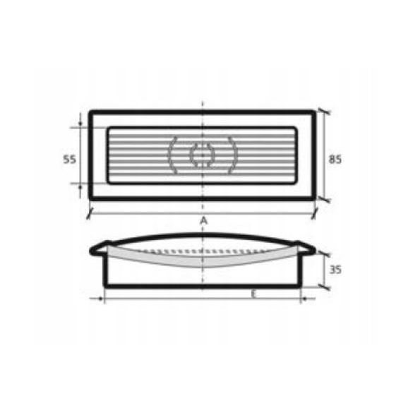 Szögletes szellőzőrács lapos légcsatornához 110/55 (1/24)