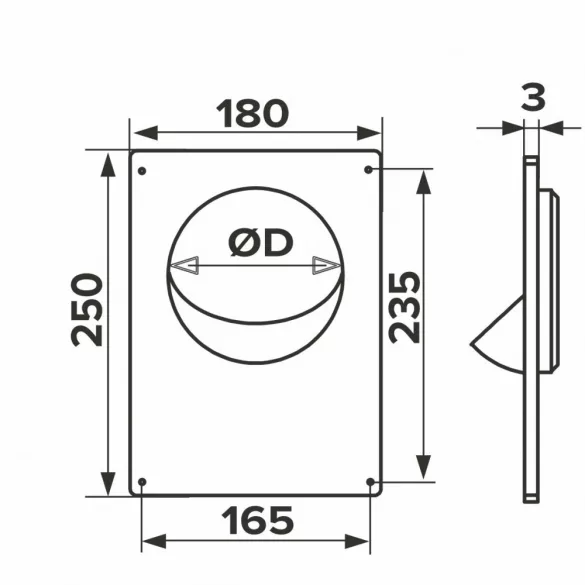 Takarólap csőcsatlakozóval 180x250mm,  ?100 (1/22)