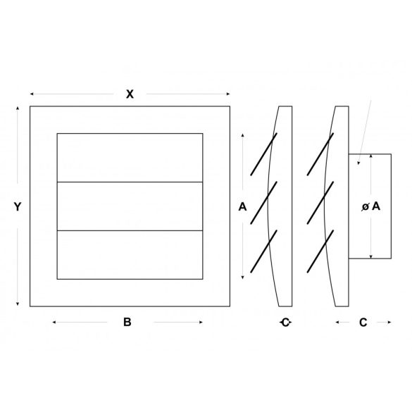 Lamellás szellőzőrács 150x150x100mm (1/50)