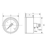 MANOMÉTER  D63 0-10 BAR HÁTSÓS (1/100)
