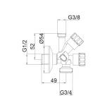 Mofém kombiszelep 1/2"x3/4"x3/8", 15.025.28.00
