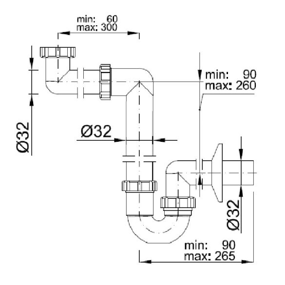HELYTAKARÉKOS MOSDÓ SZIFON 32MM MŰA. (STY-641-32-2)