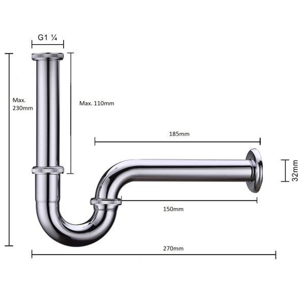 FÉM CSŐSZIFON LEERESZTŐ NÉLKÜLl DN32 (1/50)