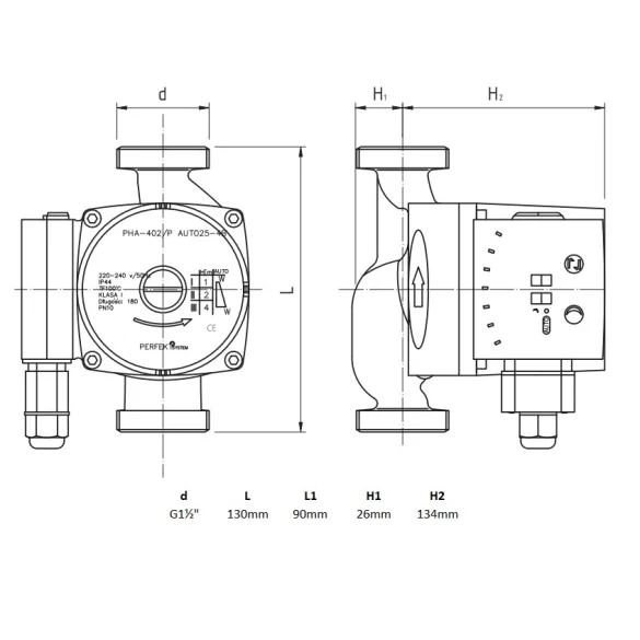 PERFEXIM elektronikusan vezérelt keringető szivattyú 25/60-130mm "A" energiaosztály (1/8)