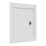 FÉM szervízajtó 400x400mm fehér KULCSOS ZÁRRAL VORTZ (csempeajtó, ellenőrző ablak, revíziós ajtó)