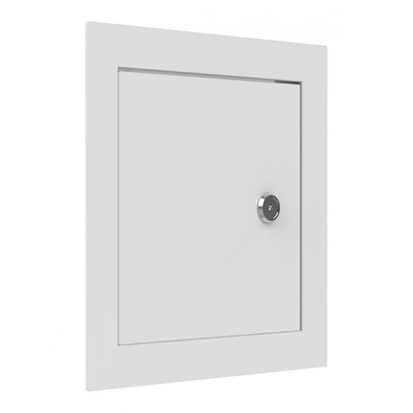 FÉM szervízajtó 400x500mm fehér KULCSOS ZÁRRAL VORTZ