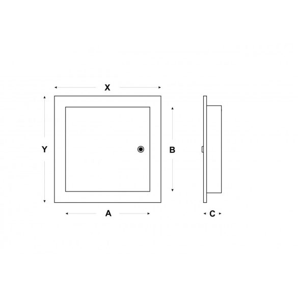FÉM szervízajtó 400x500mm fehér KULCSOS ZÁRRAL VORTZ