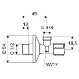 SCHELL COMFORT sarokszelep 1/2"-3/8"