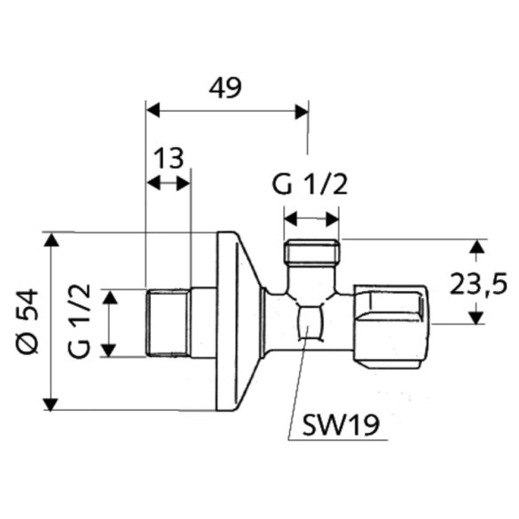 SCHELL COMFORT sarokszelep 1/2"-1/2"
