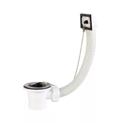   Egymedencés mosogató leeresztő 6/4", szögletes túlfolyóval, lánccal