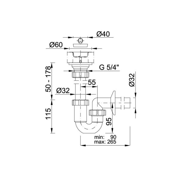 Csőszifon 32-es leeresztővel