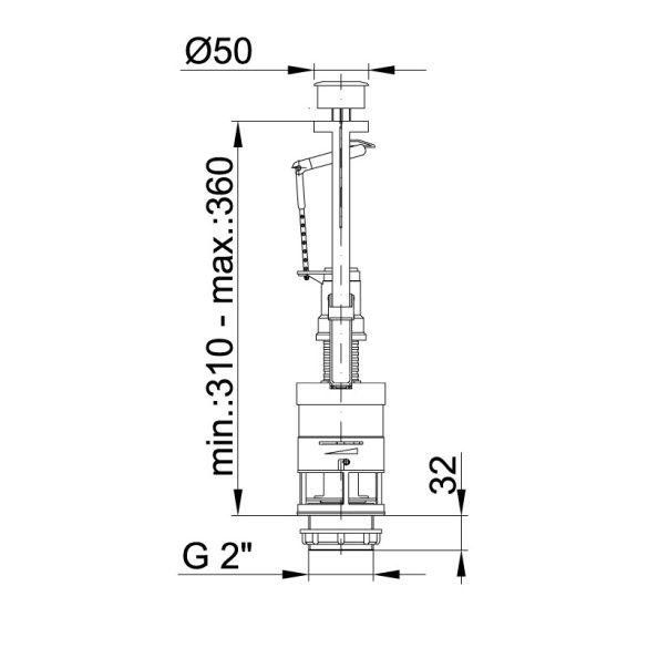 Wc öblítőszelep MB tartályhoz egy gombos