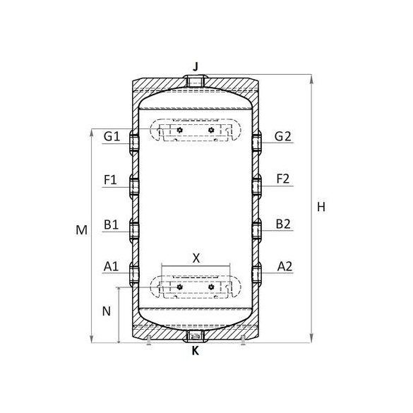 Sunsystem PSM 100 hűtési és fűtési puffer tartály szigeteléssel hőszivattyúhoz (100 liter)