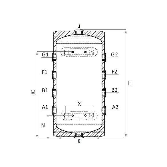 Sunsystem PSM 80 hűtési és fűtési puffer tartály szigeteléssel hőszivattyúhoz (80 liter)