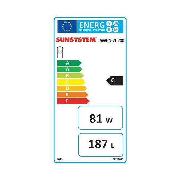 SUNSYSTEM SWP N 2L 200 indirekt HMV tartály hőszivattyúhoz (187 liter) - 1 extra mértű hőcserélővel (2,8 m2)