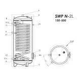 SUNSYSTEM SWP N 2L 200 indirekt HMV tartály hőszivattyúhoz (187 liter) - 1 extra mértű hőcserélővel (2,8 m2)