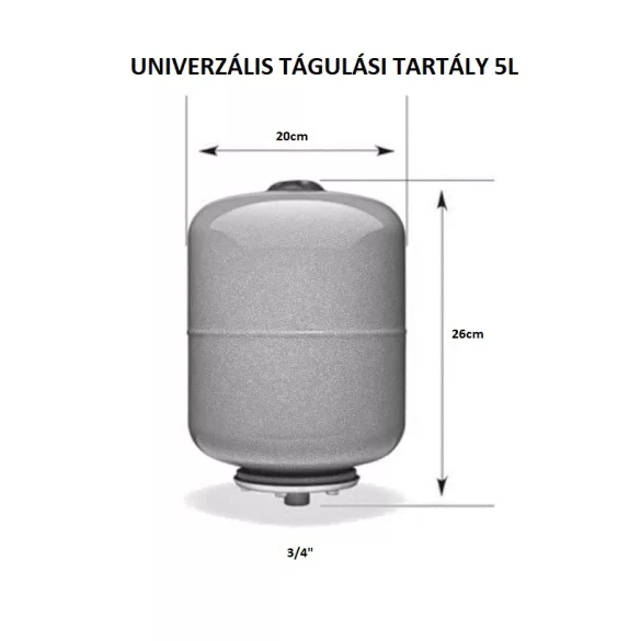 Tágulási tartály ivóvízre 5l 10bar
