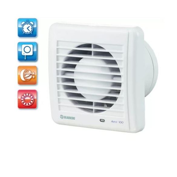 Blauberg Aero 125 ST időkapcsolós, húzózsinóros, golyóscsapágyas elszívó ventilátor