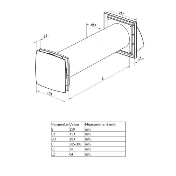 VENTS SOLO RA-1-35-9 R V.2 Hővisszanyerős szellőző
